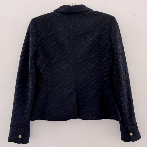 Anthropologie Cartonnier Bas Relief Blazer Jacket Textured Blue Black Size 10 - Picture 8 of 8